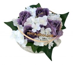 Aranžmán Miska ruže a hortenzia fialovo-biely